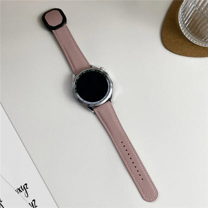 For Huawei / Samsung / Garmin Watch Band 20mm Magnetic Genuine Cow Leather Wrist Strap