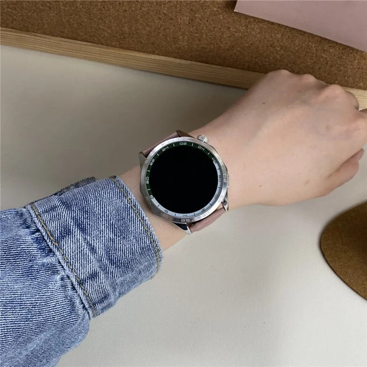 For Huawei / Samsung / Garmin Watch Band 20mm Magnetic Genuine Cow Leather Wrist Strap