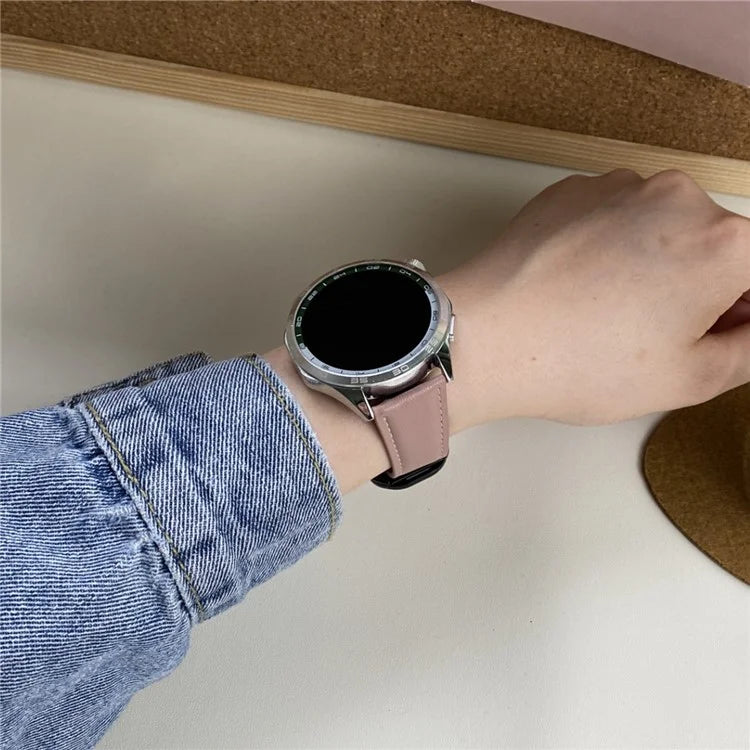 For Huawei / Samsung / Garmin Watch Band 20mm Magnetic Genuine Cow Leather Wrist Strap