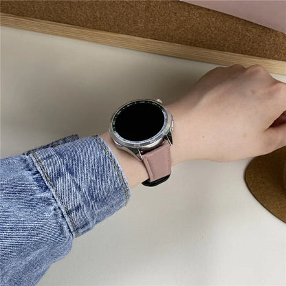 For Huawei / Samsung / Garmin Watch Band 20mm Magnetic Genuine Cow Leather Wrist Strap