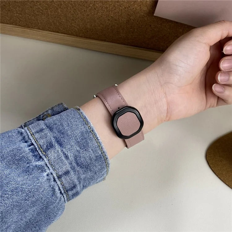 For Huawei / Samsung / Garmin Watch Band 20mm Magnetic Genuine Cow Leather Wrist Strap