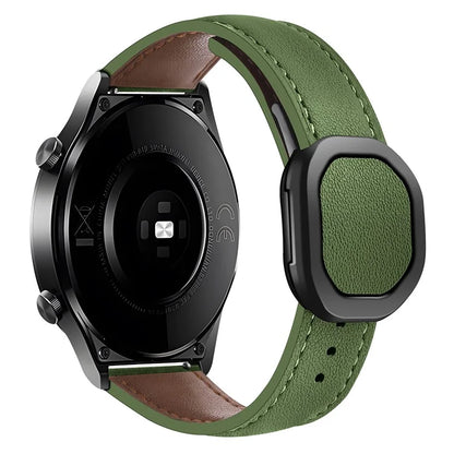 For Huawei / Samsung / Garmin Watch Band 20mm Magnetic Genuine Cow Leather Wrist Strap