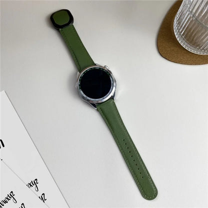 For Huawei / Samsung / Garmin Watch Band 20mm Magnetic Genuine Cow Leather Wrist Strap
