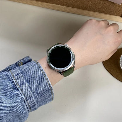For Huawei / Samsung / Garmin Watch Band 20mm Magnetic Genuine Cow Leather Wrist Strap