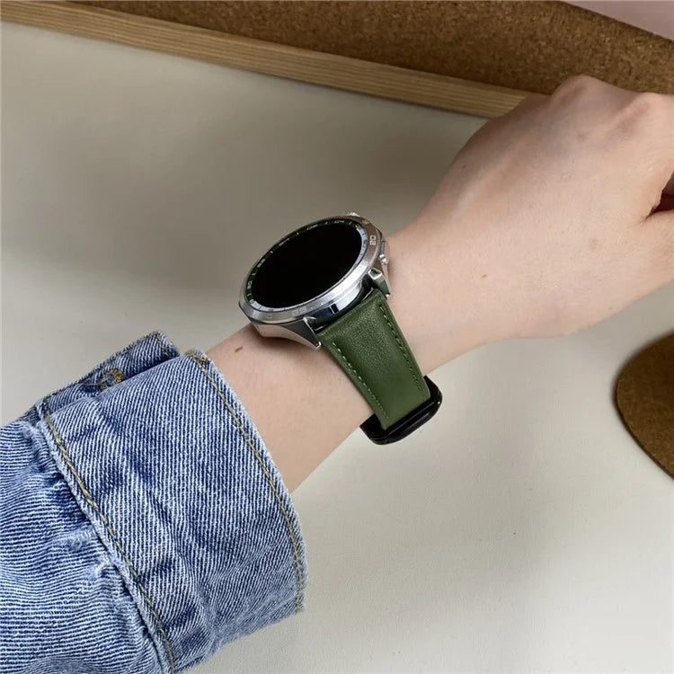 For Huawei / Samsung / Garmin Watch Band 20mm Magnetic Genuine Cow Leather Wrist Strap