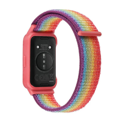 For Huawei Band 8 / 9 Nylon Loop Watch Strap with Integrated TPU Protective Case