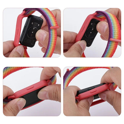 For Huawei Band 8 / 9 Nylon Loop Watch Strap with Integrated TPU Protective Case