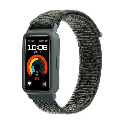 For Huawei Band 8 / 9 Nylon Loop Watch Strap with Integrated TPU Protective Case