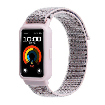 For Huawei Band 8 / 9 Nylon Loop Watch Strap with Integrated TPU Protective Case