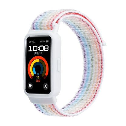 For Huawei Band 8 / 9 Nylon Loop Watch Strap with Integrated TPU Protective Case
