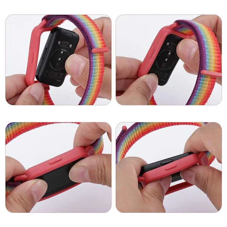 For Huawei Band 8 / 9 Nylon Loop Watch Strap with Integrated TPU Protective Case