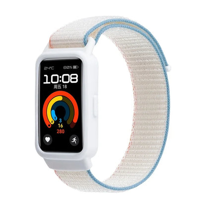 For Huawei Band 8 / 9 Nylon Loop Watch Strap with Integrated TPU Protective Case