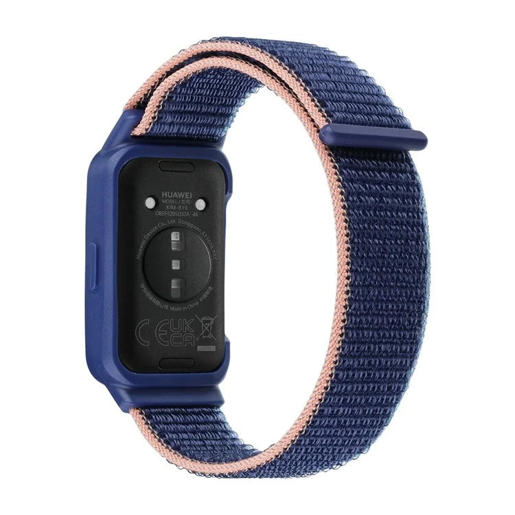 For Huawei Band 8 / 9 Nylon Loop Watch Strap with Integrated TPU Protective Case