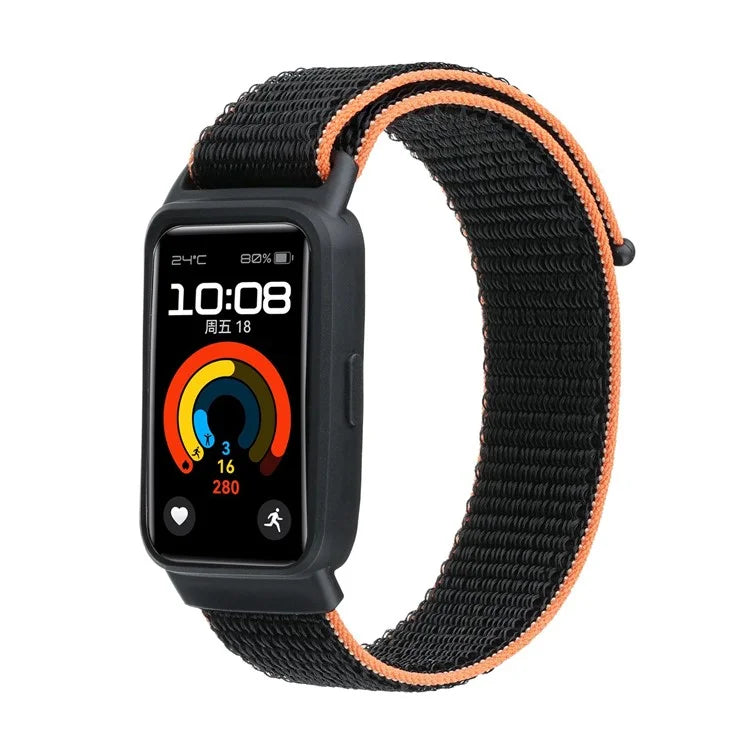 For Huawei Band 8 / 9 Nylon Loop Watch Strap with Integrated TPU Protective Case