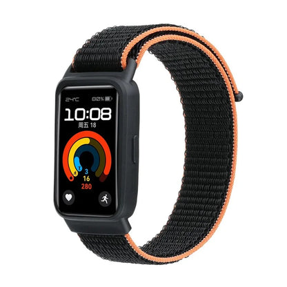 For Huawei Band 8 / 9 Nylon Loop Watch Strap with Integrated TPU Protective Case