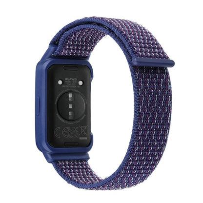 For Huawei Band 8 / 9 Nylon Loop Watch Strap with Integrated TPU Protective Case