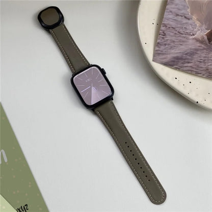 Genuine Cow Leather Strap for Apple Watch Series 9 8 7 41mm / 6 5 4 SE (2022) SE (2023) SE 40mm / 3 2 1 38mm Magnetic Buckle Wrist Band
