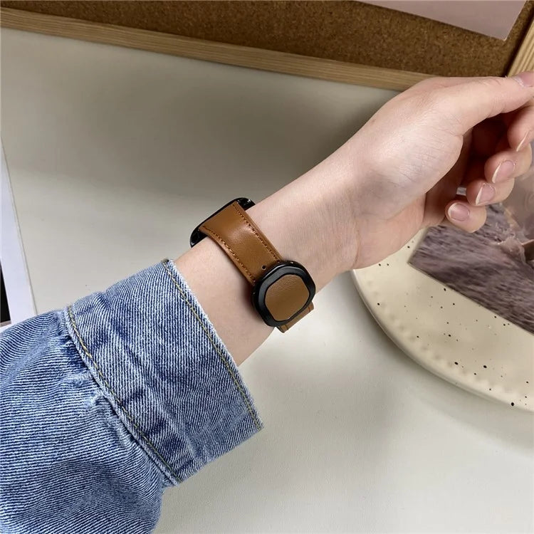 Genuine Cow Leather Strap for Apple Watch Series 9 8 7 41mm / 6 5 4 SE (2022) SE (2023) SE 40mm / 3 2 1 38mm Magnetic Buckle Wrist Band