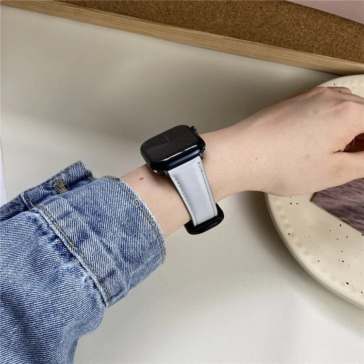 For Apple Watch Ultra 2 Ultra 49mm / Series 9 8 7 45mm / 6 5 4 SE (2023) SE (2022) SE 44mm / 3 2 1 42mm Genuine Cow Leather Wrist Band