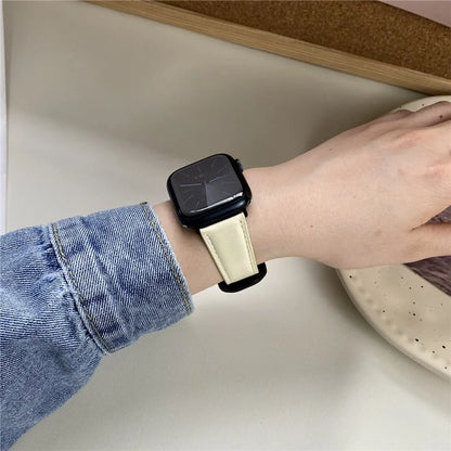 For Apple Watch Ultra 2 Ultra 49mm / Series 9 8 7 45mm / 6 5 4 SE (2023) SE (2022) SE 44mm / 3 2 1 42mm Genuine Cow Leather Wrist Band