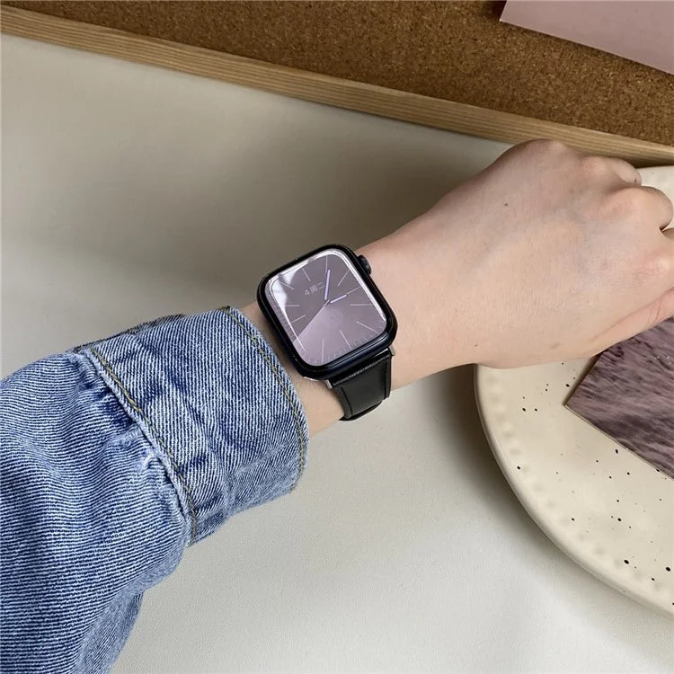 For Apple Watch Ultra 2 Ultra 49mm / Series 9 8 7 45mm / 6 5 4 SE (2023) SE (2022) SE 44mm / 3 2 1 42mm Genuine Cow Leather Wrist Band