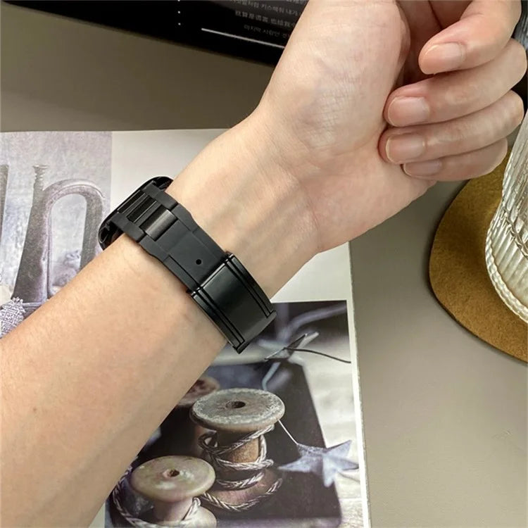 For Apple Watch Series 9 8 7 41mm / 6 5 4 SE (2023) SE (2022) SE 40mm / 3 2 1 38mm Stainless Steel+Rubber Strap