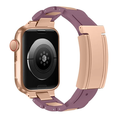 For Apple Watch Series 9 8 7 41mm / 6 5 4 SE (2023) SE (2022) SE 40mm / 3 2 1 38mm Stainless Steel+Rubber Strap