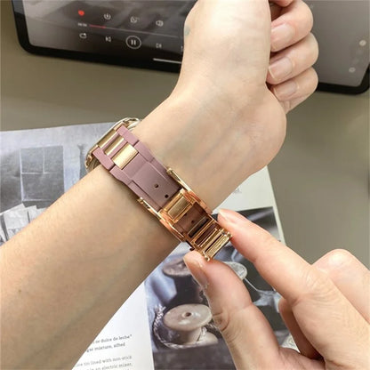 For Apple Watch Series 9 8 7 41mm / 6 5 4 SE (2023) SE (2022) SE 40mm / 3 2 1 38mm Stainless Steel+Rubber Strap