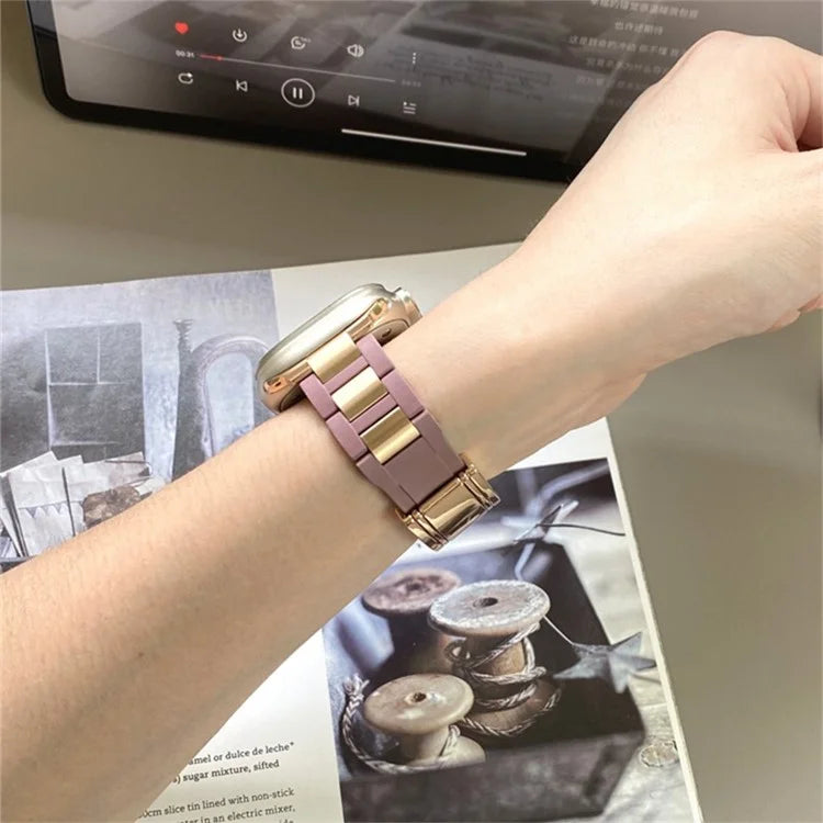 For Apple Watch Series 9 8 7 41mm / 6 5 4 SE (2023) SE (2022) SE 40mm / 3 2 1 38mm Stainless Steel+Rubber Strap