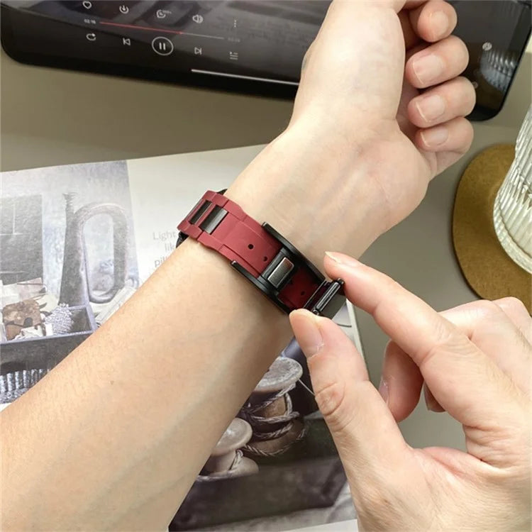 For Apple Watch Series 9 8 7 41mm / 6 5 4 SE (2023) SE (2022) SE 40mm / 3 2 1 38mm Stainless Steel+Rubber Strap