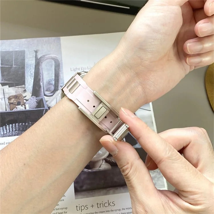 For Apple Watch Series 9 8 7 41mm / 6 5 4 SE (2023) SE (2022) SE 40mm / 3 2 1 38mm Stainless Steel+Rubber Strap
