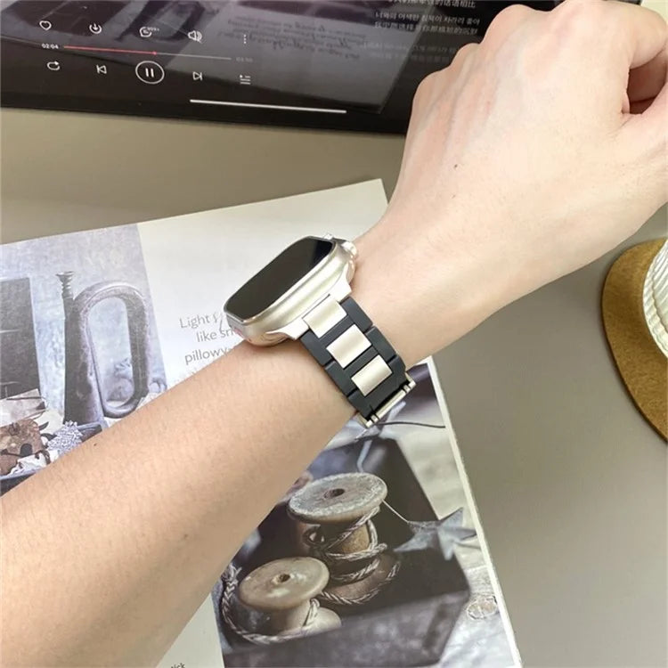 For Apple Watch Series 9 8 7 41mm / 6 5 4 SE (2023) SE (2022) SE 40mm / 3 2 1 38mm Stainless Steel+Rubber Strap