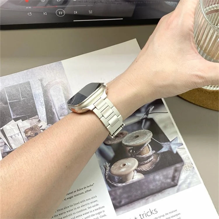 For Apple Watch Series 9 8 7 41mm / 6 5 4 SE (2023) SE (2022) SE 40mm / 3 2 1 38mm Stainless Steel+Rubber Strap