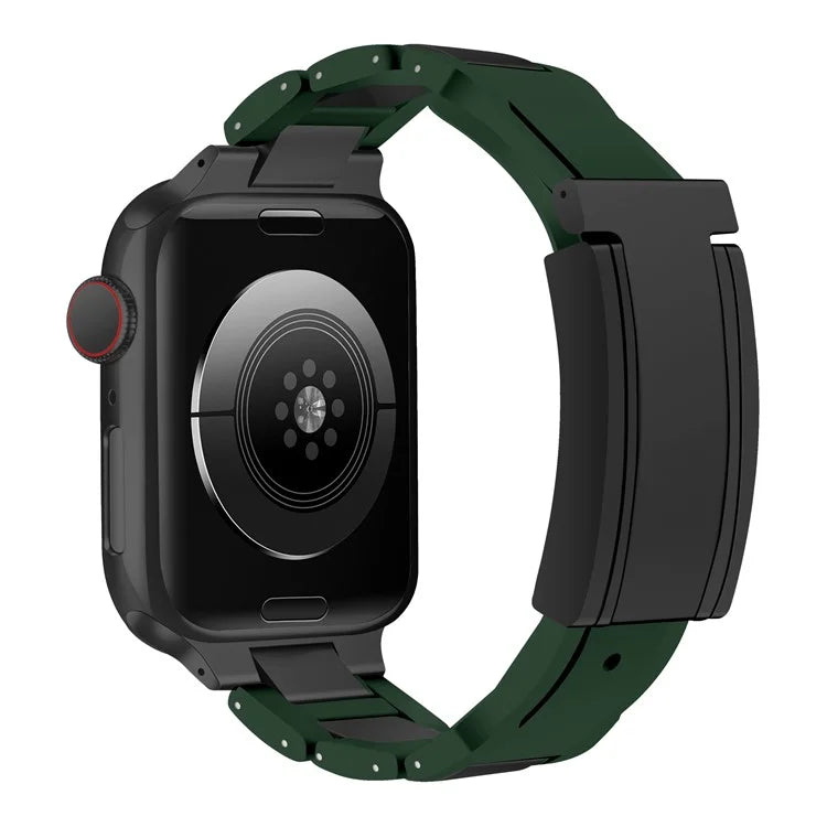 For Apple Watch Series 9 8 7 41mm / 6 5 4 SE (2023) SE (2022) SE 40mm / 3 2 1 38mm Stainless Steel+Rubber Strap