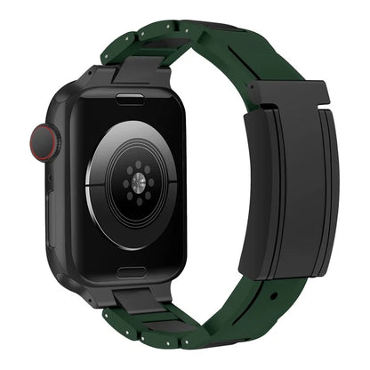 For Apple Watch Series 9 8 7 41mm / 6 5 4 SE (2023) SE (2022) SE 40mm / 3 2 1 38mm Stainless Steel+Rubber Strap