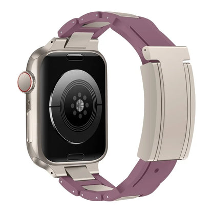 For Apple Watch Series 9 8 7 41mm / 6 5 4 SE (2023) SE (2022) SE 40mm / 3 2 1 38mm Stainless Steel+Rubber Strap