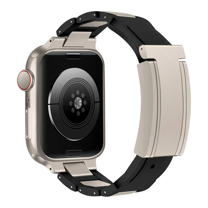 For Apple Watch Ultra 2 Ultra 49mm / 9 8 7 45mm / 6 5 4 SE (2022) SE (2023) SE 44mm / 3 2 1 42mm Stainless Steel+Rubber Strap