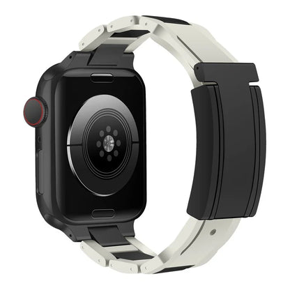 For Apple Watch Ultra 2 Ultra 49mm / 9 8 7 45mm / 6 5 4 SE (2022) SE (2023) SE 44mm / 3 2 1 42mm Stainless Steel+Rubber Strap