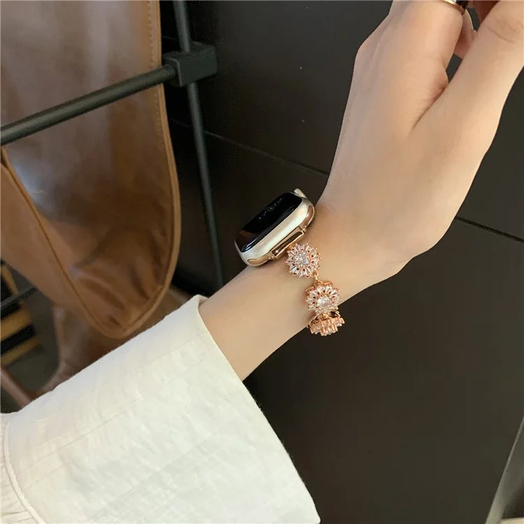 For Apple Watch Series 9 8 7 41mm / 6 5 4 SE (2022) SE (2023) SE 40mm / 3 2 1 38mm Zircon Wrist Strap