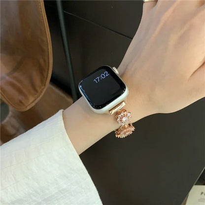 For Apple Watch Series 9 8 7 41mm / 6 5 4 SE (2022) SE (2023) SE 40mm / 3 2 1 38mm Zircon Wrist Strap