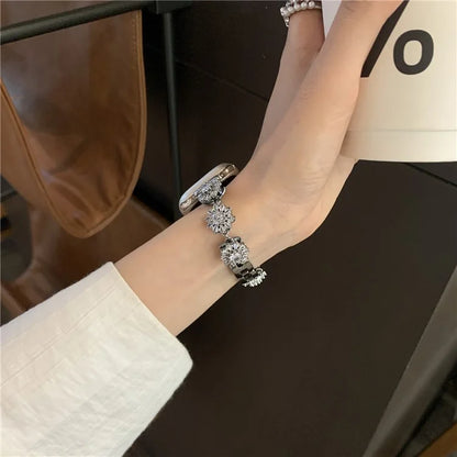 For Apple Watch Series 9 8 7 41mm / 6 5 4 SE (2022) SE (2023) SE 40mm / 3 2 1 38mm Zircon Wrist Strap