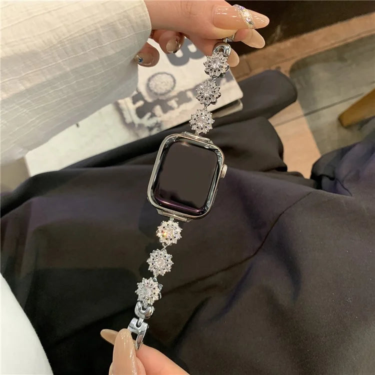For Apple Watch Series 9 8 7 41mm / 6 5 4 SE (2022) SE (2023) SE 40mm / 3 2 1 38mm Zircon Wrist Strap