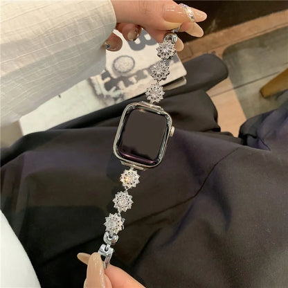 For Apple Watch Series 9 8 7 41mm / 6 5 4 SE (2022) SE (2023) SE 40mm / 3 2 1 38mm Zircon Wrist Strap