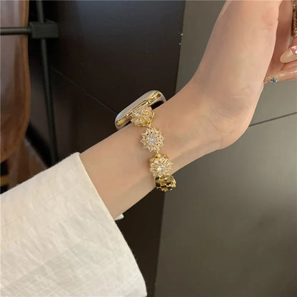 For Apple Watch Series 9 8 7 41mm / 6 5 4 SE (2022) SE (2023) SE 40mm / 3 2 1 38mm Zircon Wrist Strap