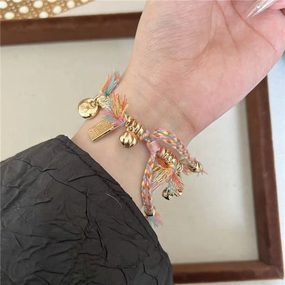 For Apple Watch Ultra 2 Ultra 49mm / Series 9 8 7 45mm / 6 5 4 SE (2023) SE (2022) SE 44mm / 3 2 1 42mm Peace Lock Pendant Woven Rope Strap