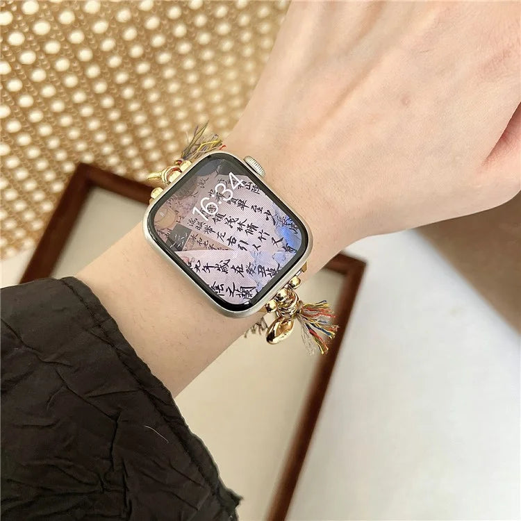 For Apple Watch Ultra 2 Ultra 49mm / Series 9 8 7 45mm / 6 5 4 SE (2023) SE (2022) SE 44mm / 3 2 1 42mm Peace Lock Pendant Woven Rope Strap