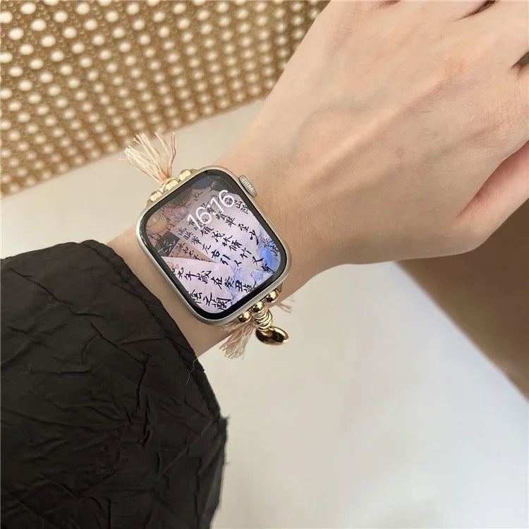 For Apple Watch Ultra 2 Ultra 49mm / Series 9 8 7 45mm / 6 5 4 SE (2023) SE (2022) SE 44mm / 3 2 1 42mm Peace Lock Pendant Woven Rope Strap