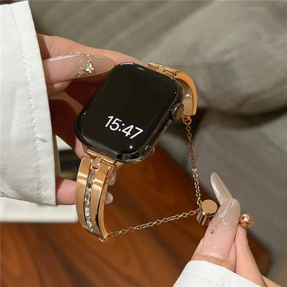 For Apple Watch Ultra 2 Ultra 49mm / 9 8 7 45mm / 6 5 4 SE (2023) SE (2022) SE 44mm / 3 2 1 42mm Watch Jewelry Band Alloy Bracelet