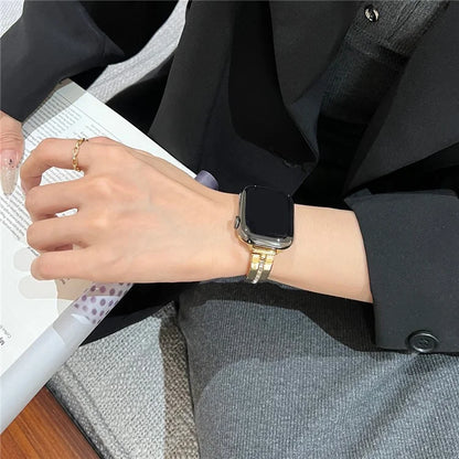 For Apple Watch Ultra 2 Ultra 49mm / 9 8 7 45mm / 6 5 4 SE (2023) SE (2022) SE 44mm / 3 2 1 42mm Watch Jewelry Band Alloy Bracelet