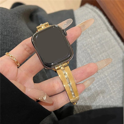 For Apple Watch Ultra 2 Ultra 49mm / 9 8 7 45mm / 6 5 4 SE (2023) SE (2022) SE 44mm / 3 2 1 42mm Watch Jewelry Band Alloy Bracelet